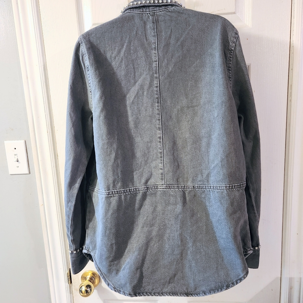 **NWT** Zara Rhinestone Oversized Shirt / Overshirt - Picture 7 of 14